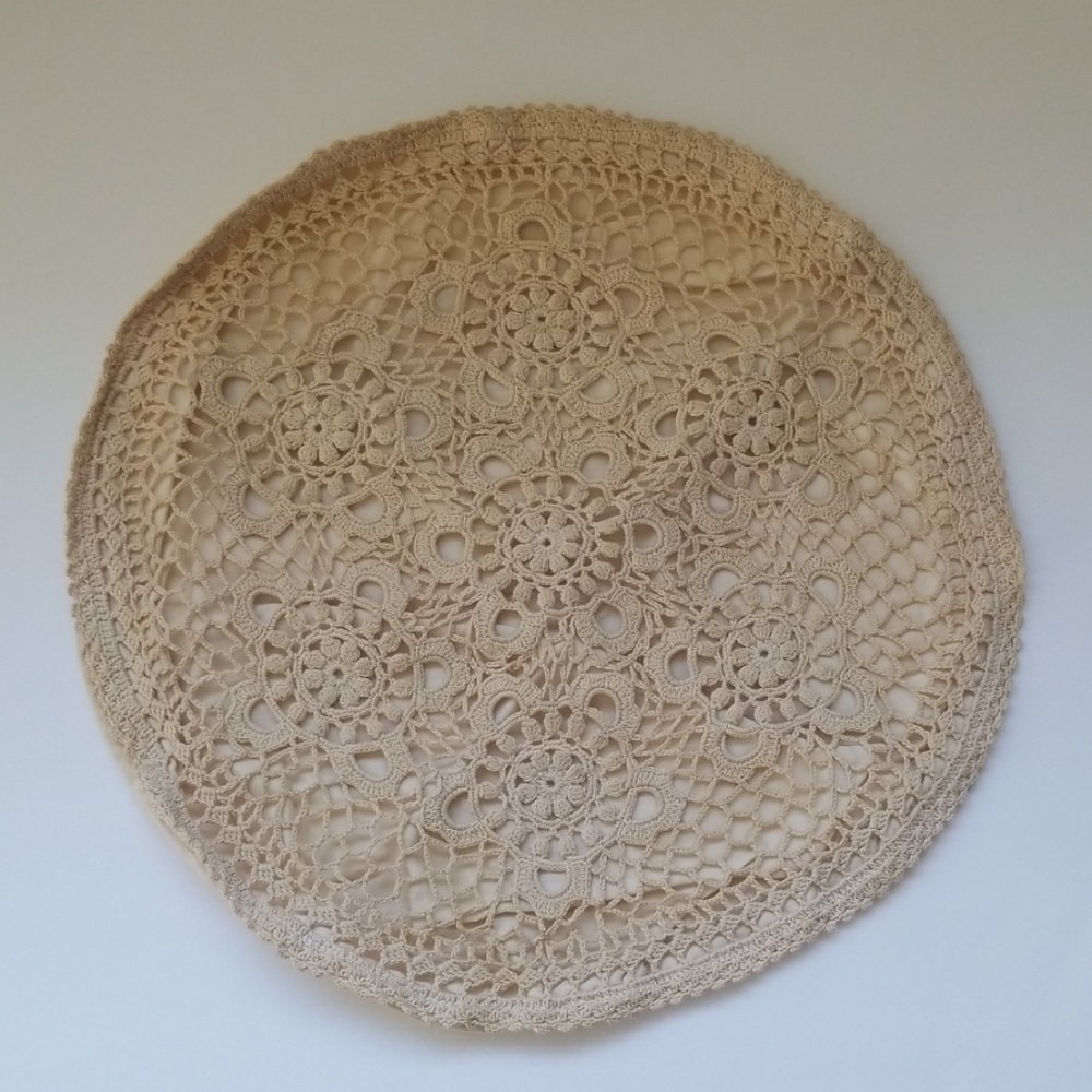 Vintage Crocheted Round Pillow Cover